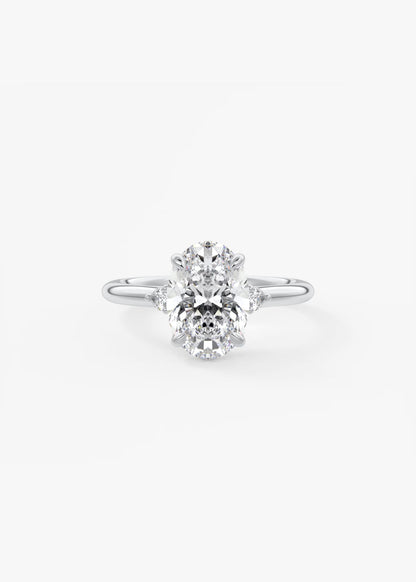 Oval Three Stone Lab Grown Diamond Engagement Ring