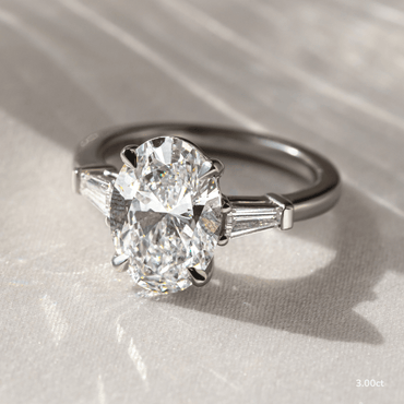 Marquise Shaped Three Stone Lab Grown Diamond Engagement Ring