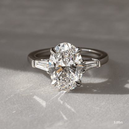 Marquise Shaped Three Stone Lab Grown Diamond Engagement Ring