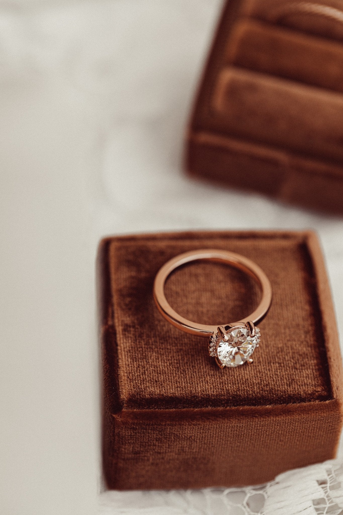 Marquise Shaped Three Stone Lab Grown Diamond Engagement Ring