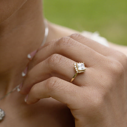 Marquise Shaped Three Stone Lab Grown Diamond Engagement Ring