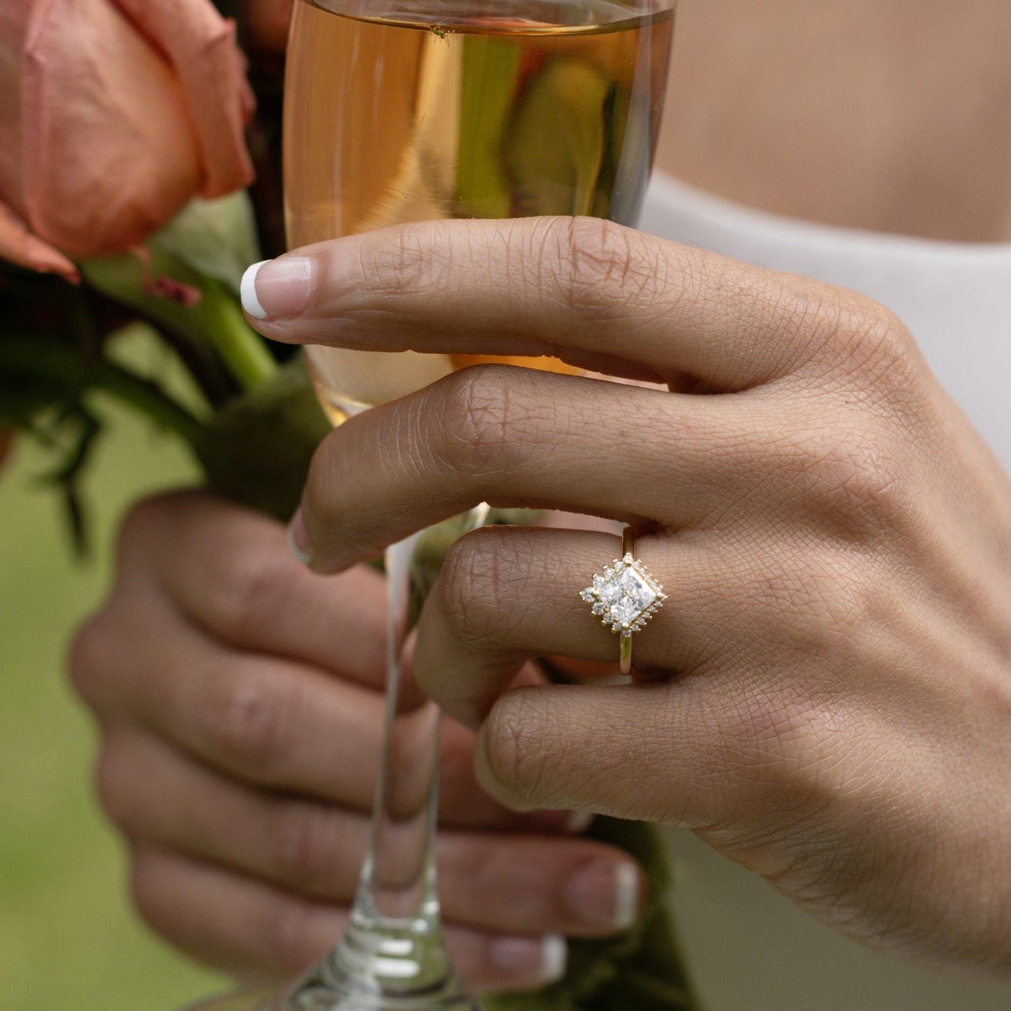 Marquise Shaped Three Stone Lab Grown Diamond Engagement Ring