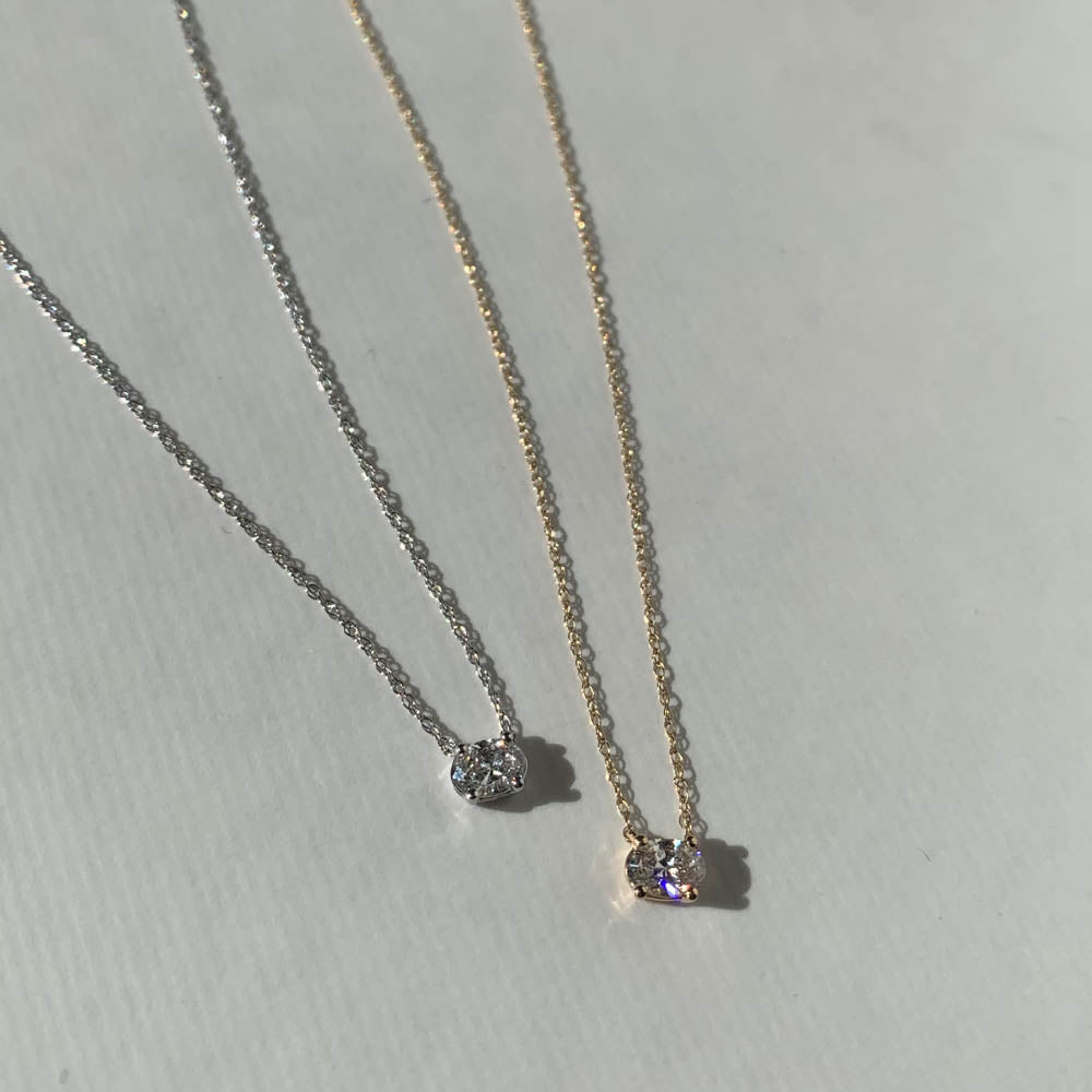 0.27 CT Oval Shaped Solitaire Moissanite Necklace