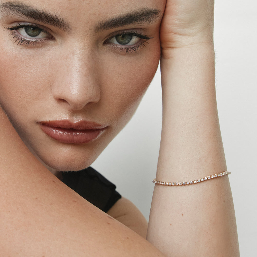 6.84 TCW Round Shaped Tennis Moissanite Bracelet