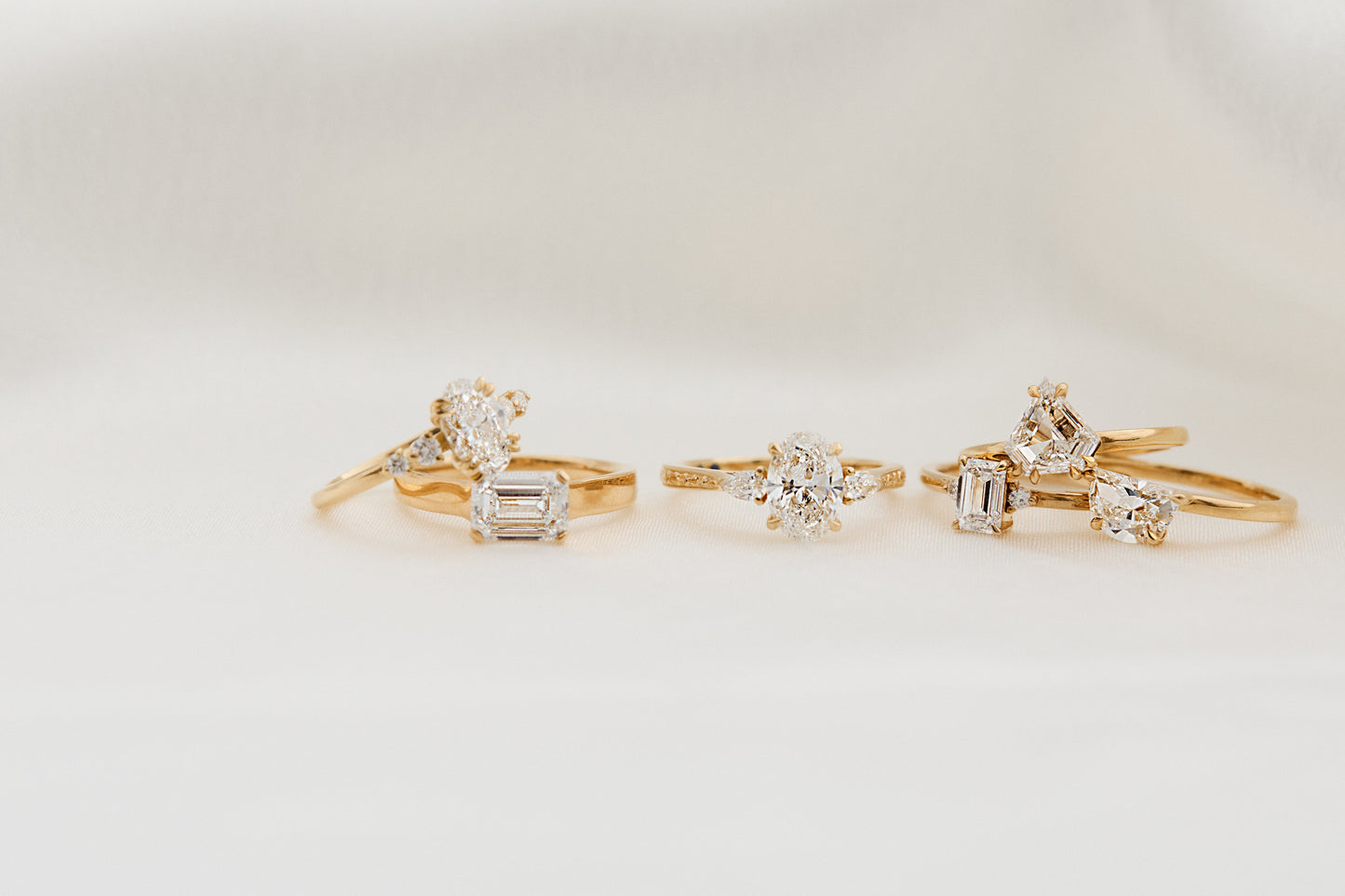 Marquise Shaped Three Stone Lab Grown Diamond Engagement Ring