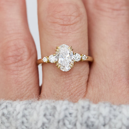 Marquise Shaped Three Stone Lab Grown Diamond Engagement Ring