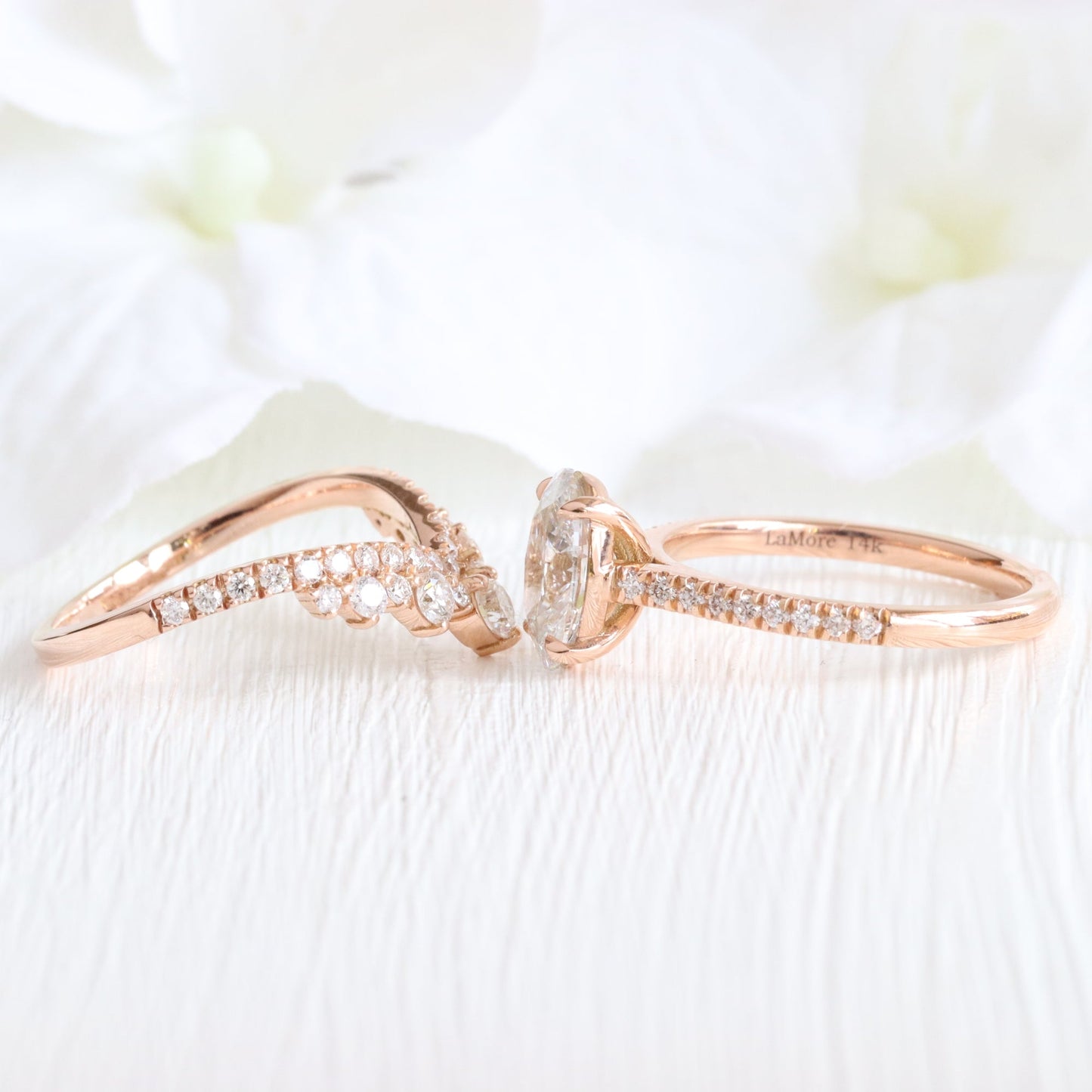 1.5 CT Oval Cut Vintage Lab Grown Diamond Bridal Ring Set