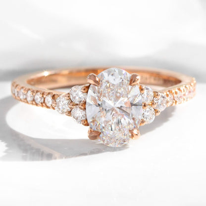 1.2 CT Oval Cut Vintage Cluster Lab Grown Diamond Bridal Ring Set