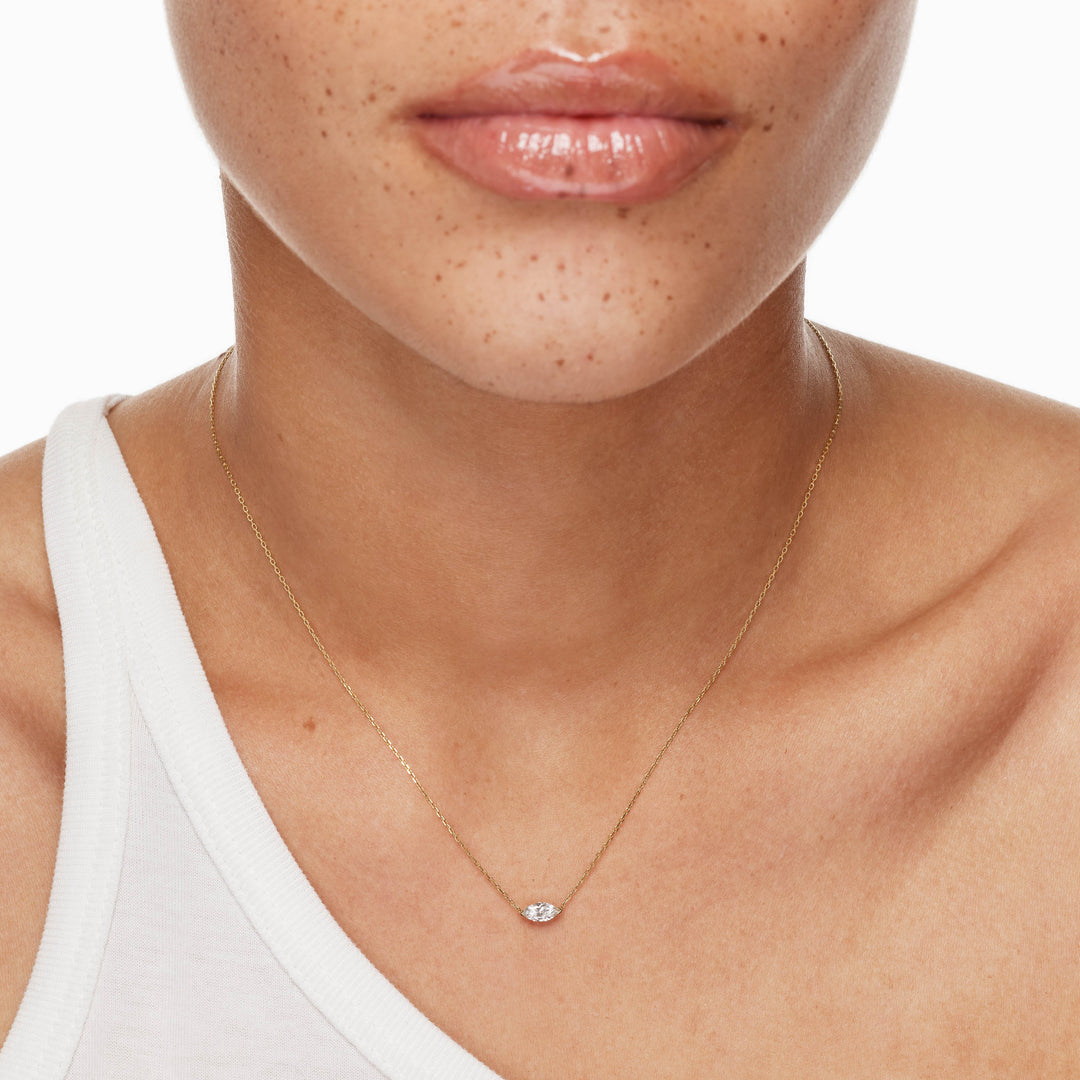 0.23 CT Marquise Cut Solitaire Moissanite Necklace