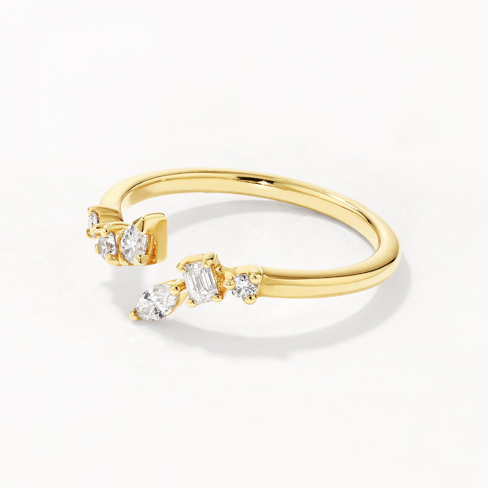 1.68 TCW Multistone Open Shank Moissanite Diamond Wedding Band