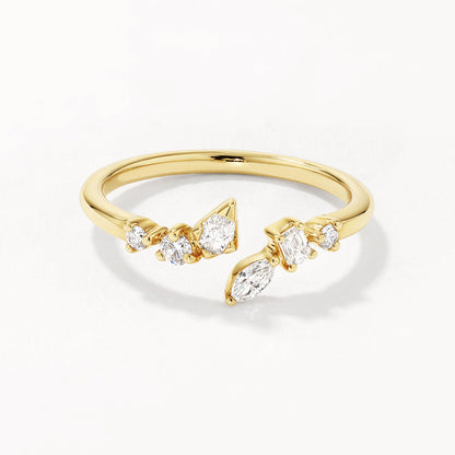 1.68 TCW Multistone Open Shank Moissanite Diamond Wedding Band