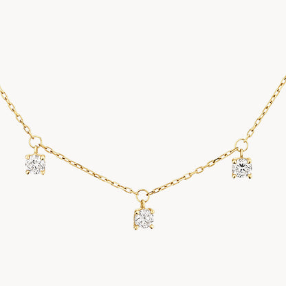 0.24 TCW Round Floating Droplet Moissanite Necklace