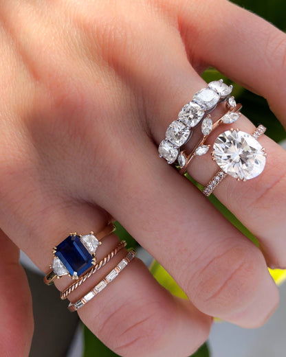 0.25 TCW Round Shaped Half Eternity Lab Grown Diamond Wedding Band