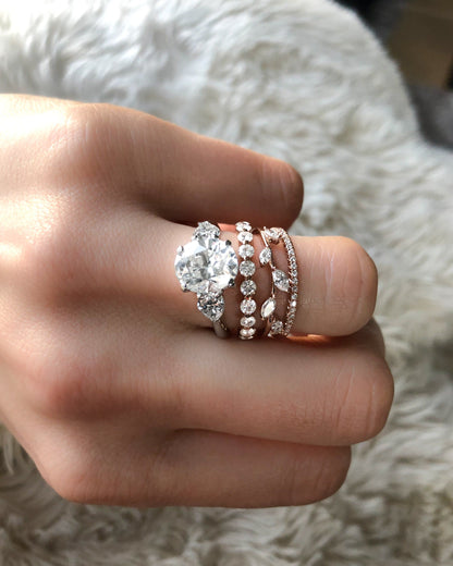 0.25 TCW Round Shaped Half Eternity Lab Grown Diamond Wedding Band