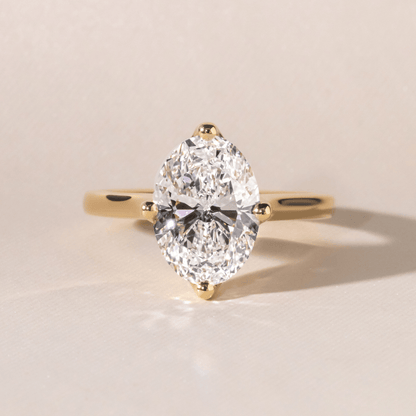 Marquise Shaped Three Stone Lab Grown Diamond Engagement Ring