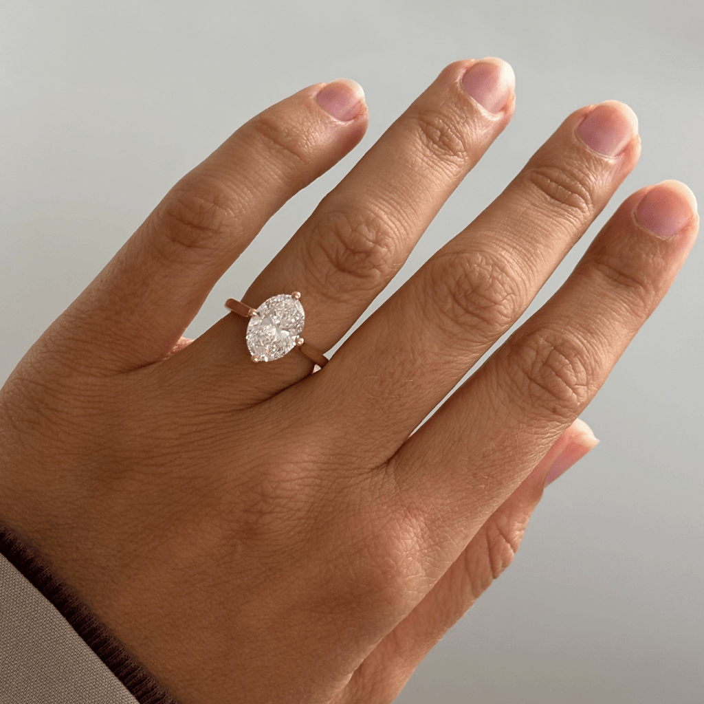 Marquise Shaped Three Stone Lab Grown Diamond Engagement Ring