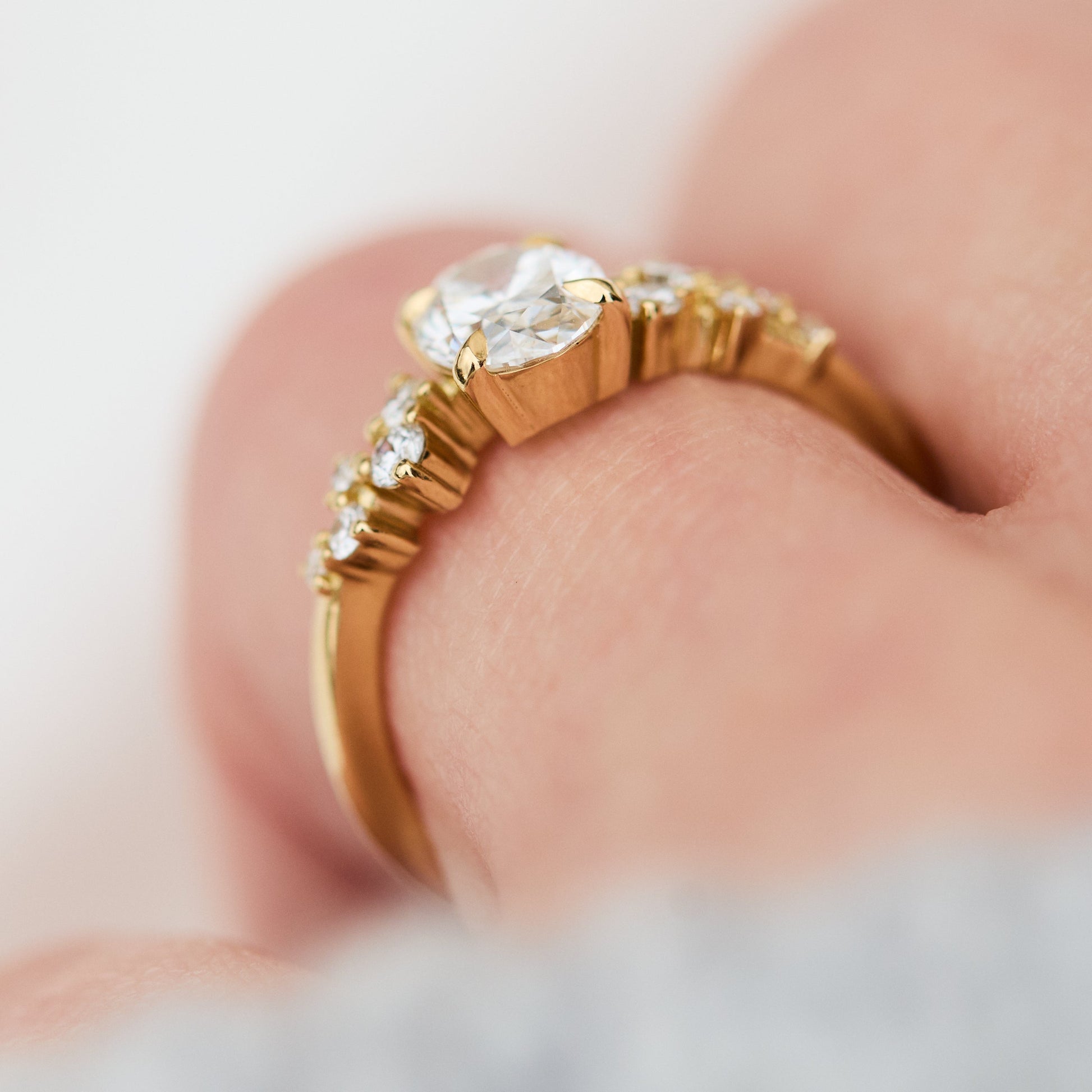 Marquise Shaped Three Stone Lab Grown Diamond Engagement Ring