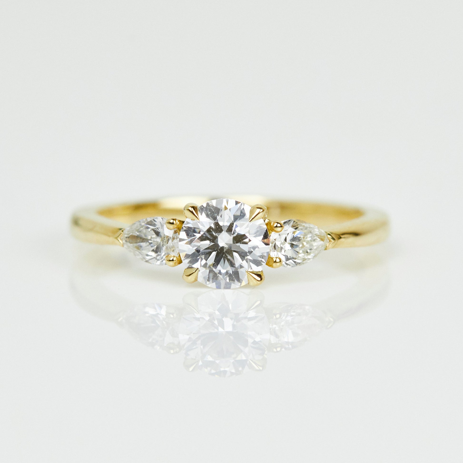 Marquise Shaped Three Stone Lab Grown Diamond Engagement Ring