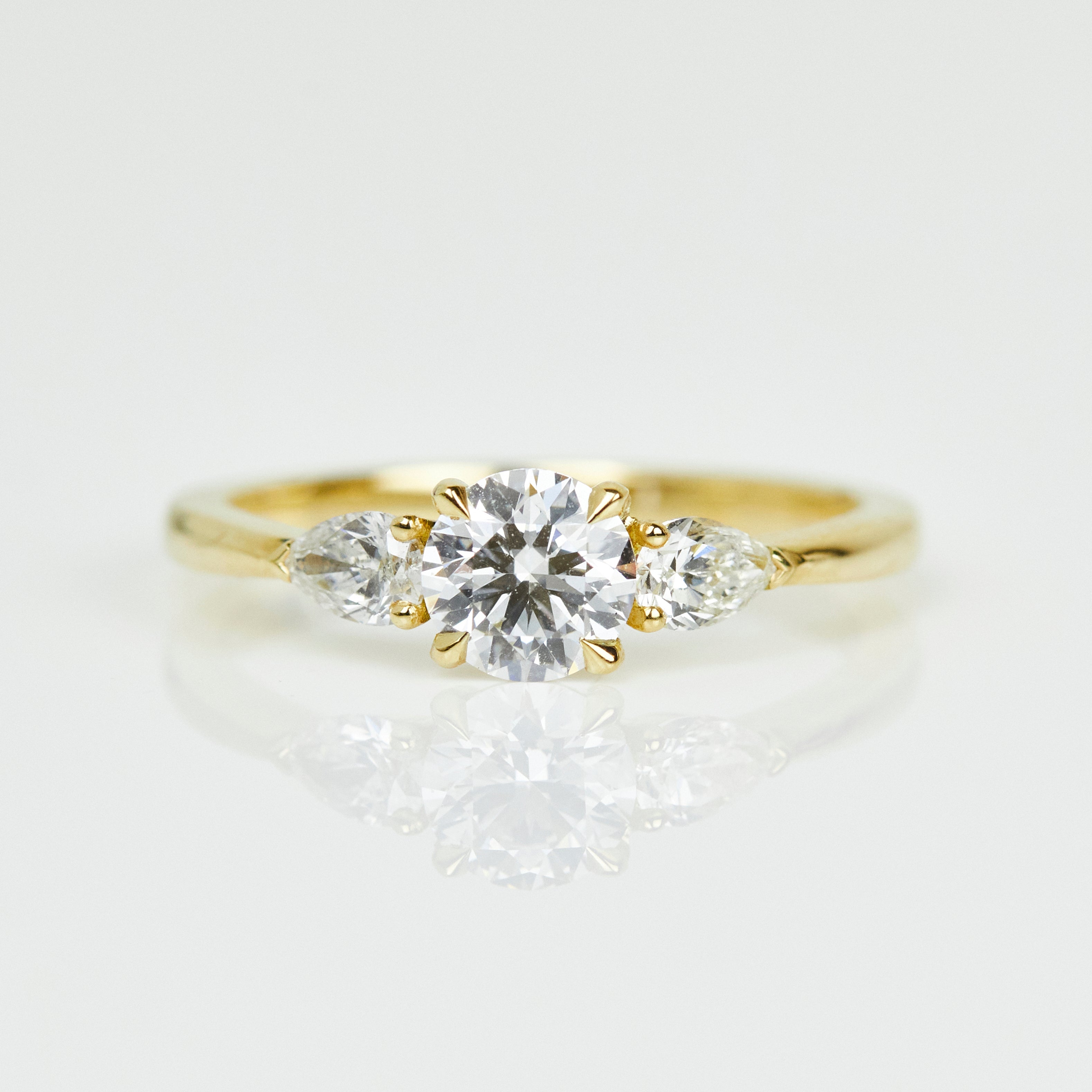 Marquise Shaped Three Stone Lab Grown Diamond Engagement Ring