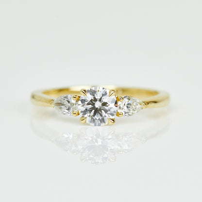 Marquise Shaped Three Stone Lab Grown Diamond Engagement Ring