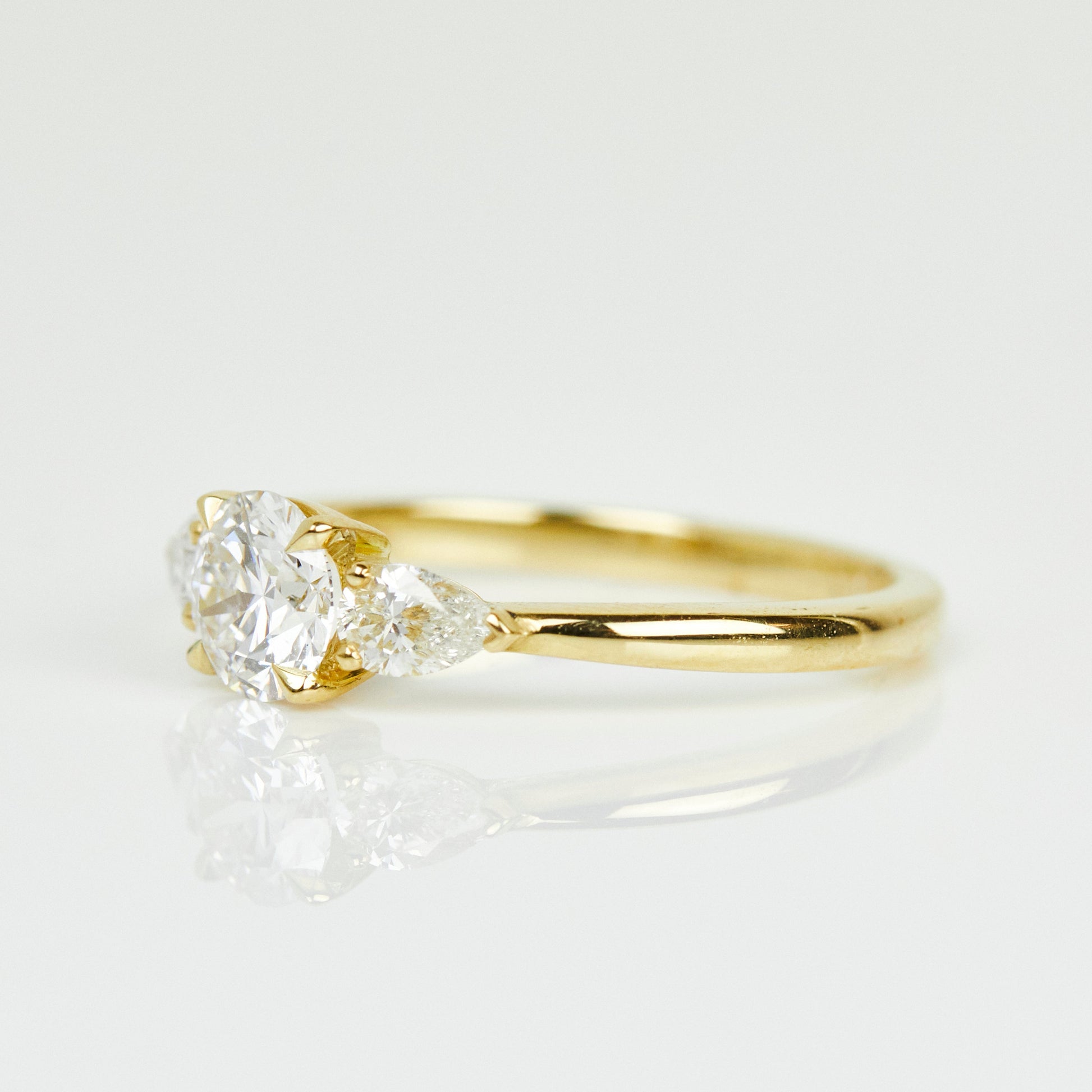 Marquise Shaped Three Stone Lab Grown Diamond Engagement Ring