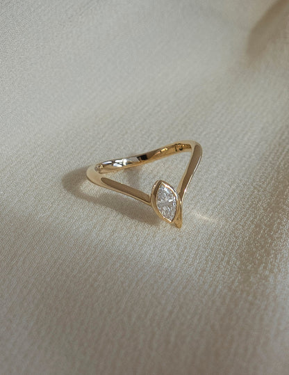 0.45 CT Marquise Swirl Solitaire & Bezel Minimal Daily Wear Lab Grown Engagement Ring