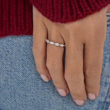 Timeless 0.25 TCW Marquise Stones East-West Full Eternity Lab Grown Diamond Wedding Band