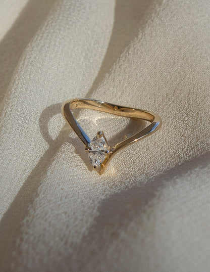 0.45 CT Marquise Swirl Solitaire Minimal Daily Wear Lab Grown Engagement Ring