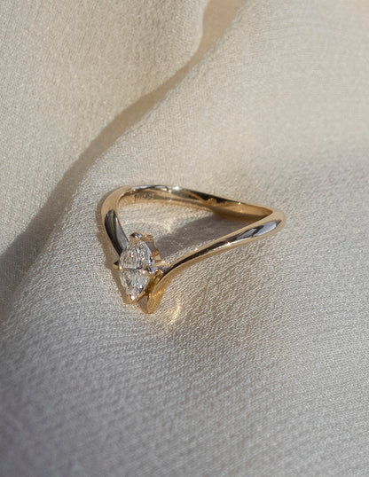 0.45 CT Marquise Swirl Solitaire Minimal Daily Wear Lab Grown Engagement Ring