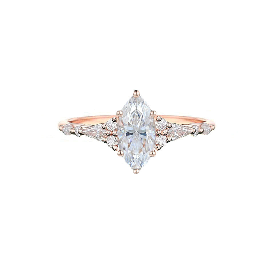 1 CT Marquise Cut Cluster Styled Lab Grown Diamond Engagement Ring
