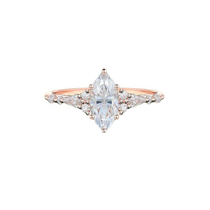 1 CT Marquise Cut Cluster Styled Lab Grown Diamond Engagement Ring