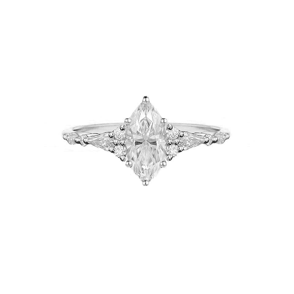 1 CT Marquise Cut Cluster Styled Lab Grown Diamond Engagement Ring