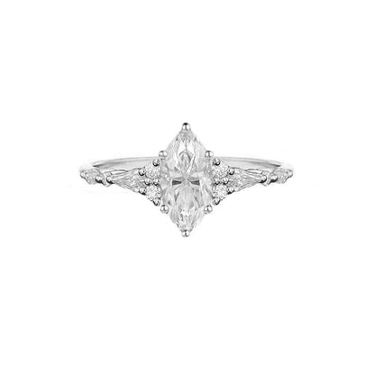 1 CT Marquise Cut Cluster Styled Lab Grown Diamond Engagement Ring