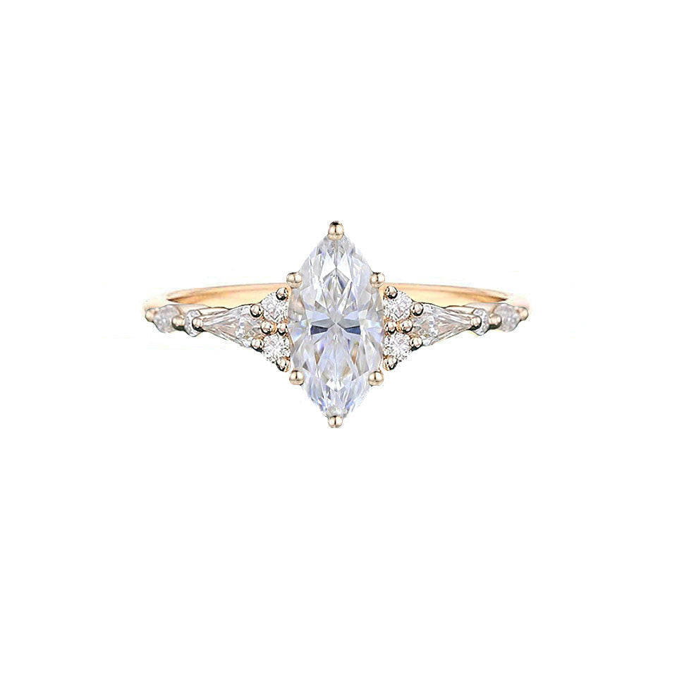 1 CT Marquise Cut Cluster Styled Lab Grown Diamond Engagement Ring