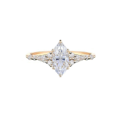 1 CT Marquise Cut Cluster Styled Lab Grown Diamond Engagement Ring