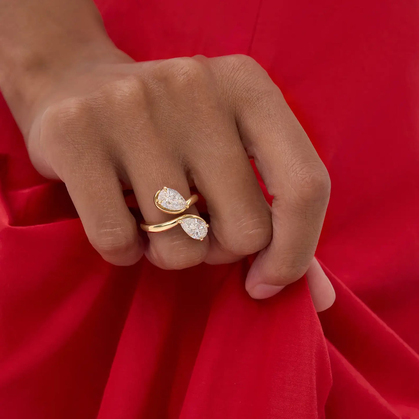 Timeless 2.4 CT Pear Cut Toi Et Moi Styled Lab Grown Diamond Engagement Ring