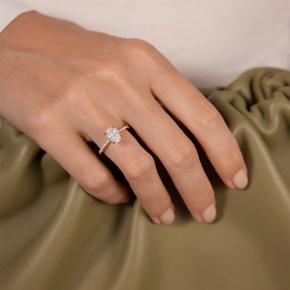 Timeless 1.2 CT Oval Cut Pave Styled Setting Lab Grown Diamond Engagement Ring