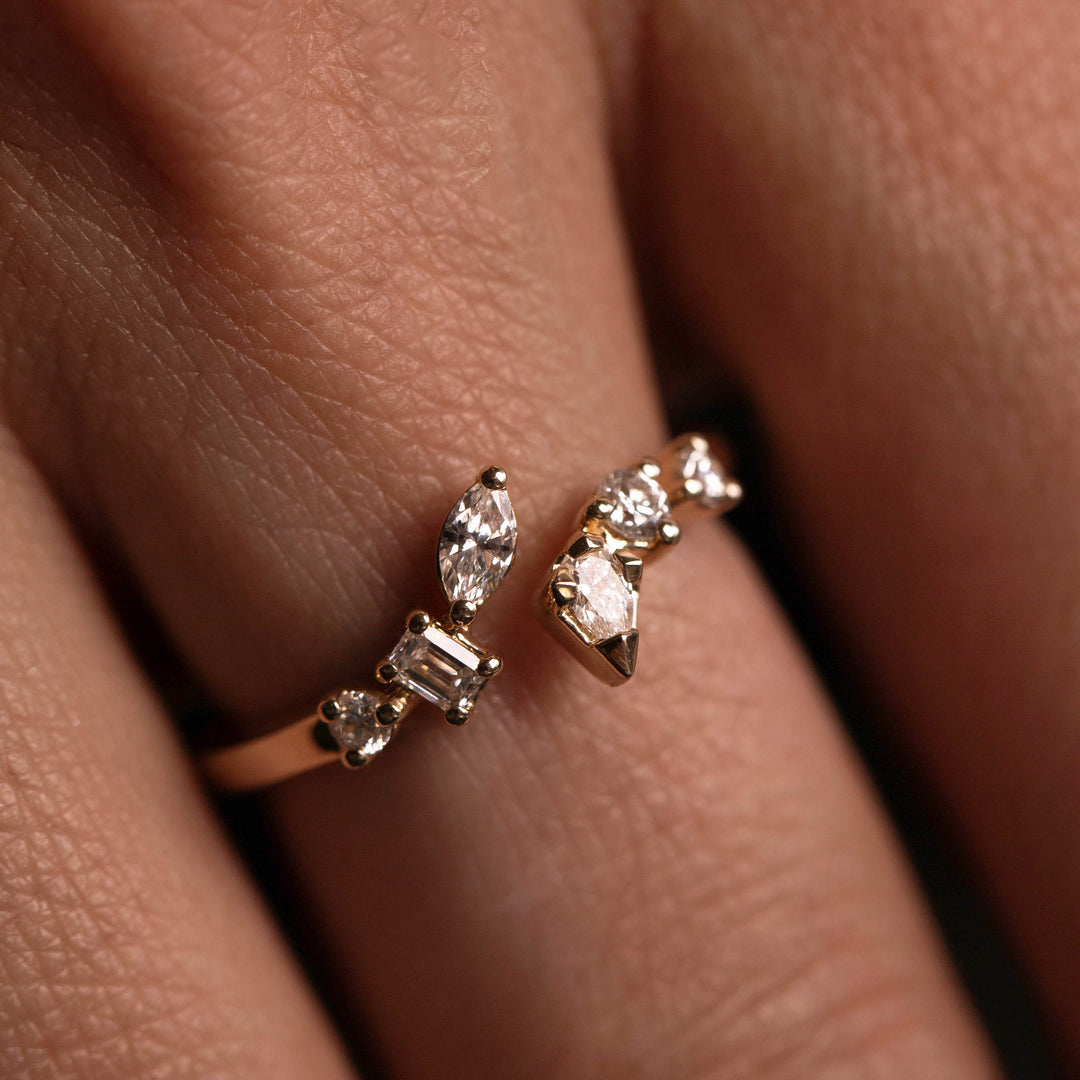 1.68 TCW Multistone Open Shank Moissanite Diamond Wedding Band