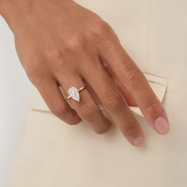 Timeless 2 CT Pear Cut Hidden Halo Lab Grown Diamond Engagement Ring