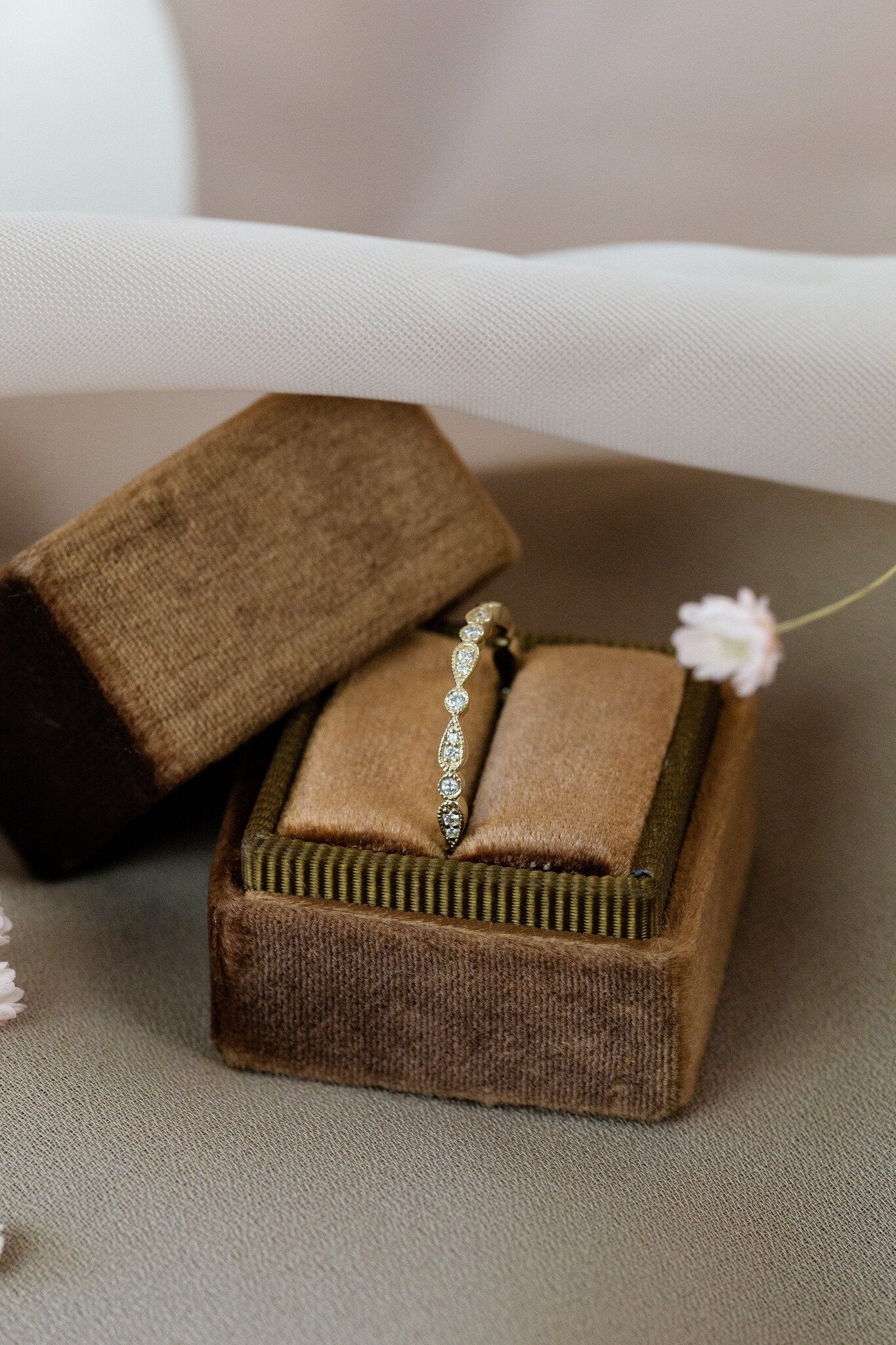 0.25 TCW Round Shaped Half Eternity Lab Grown Diamond Wedding Band