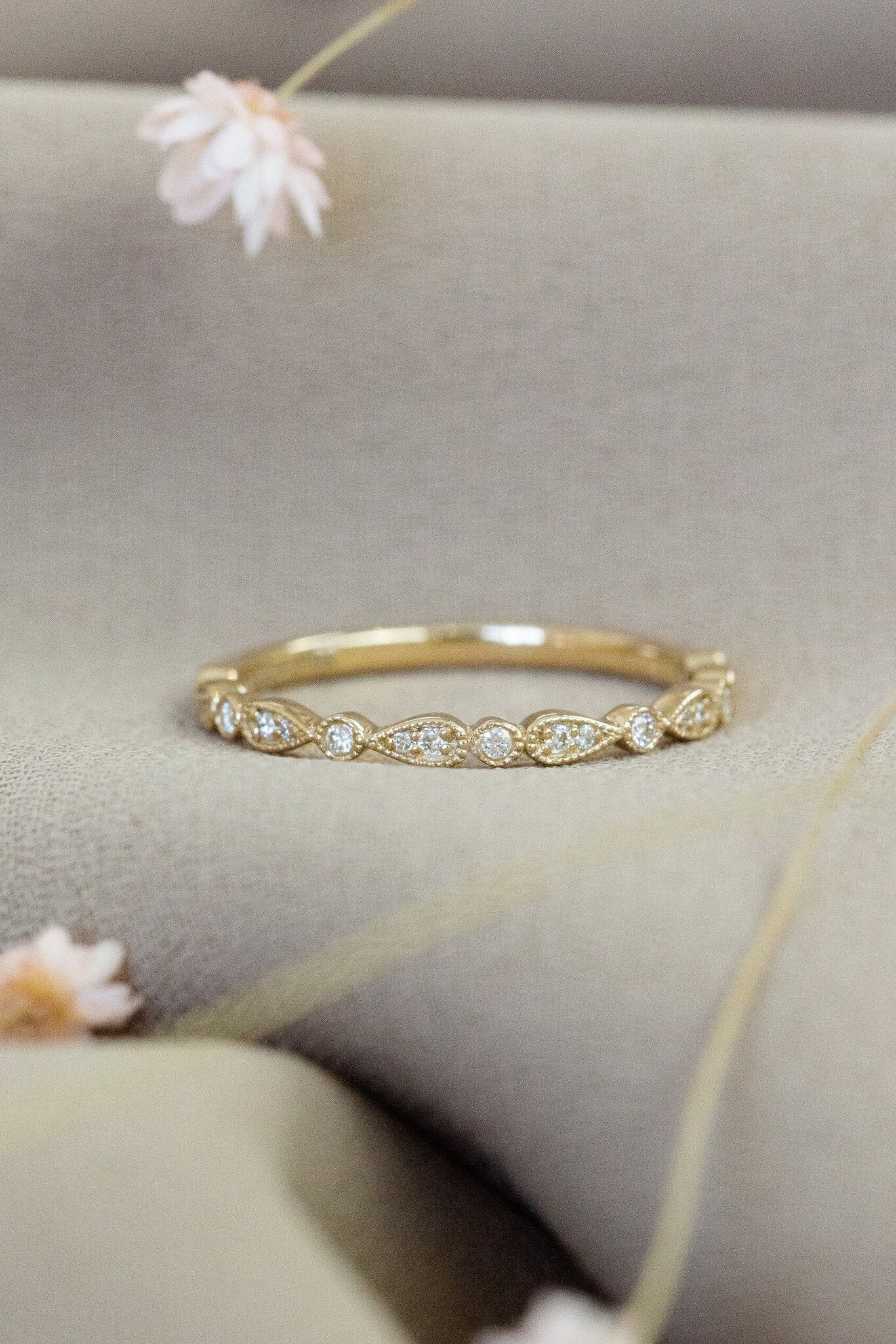 0.25 TCW Round Shaped Half Eternity Lab Grown Diamond Wedding Band