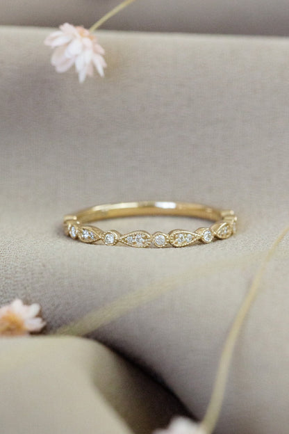 0.25 TCW Round Shaped Half Eternity Lab Grown Diamond Wedding Band