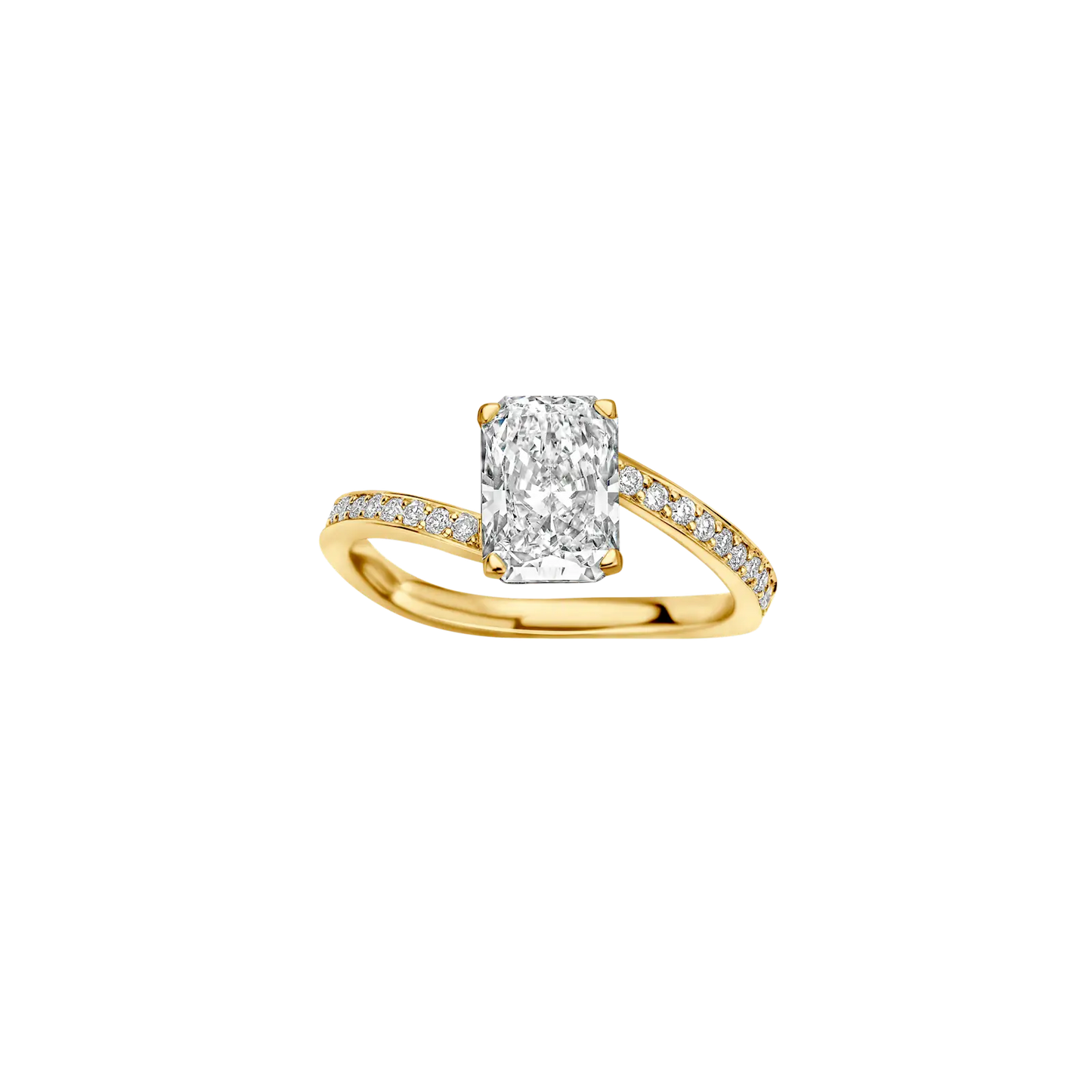 Timeless 1.5 CT Radiant Cut By Pass Pave Lab Grown Diamond Engagement Ring