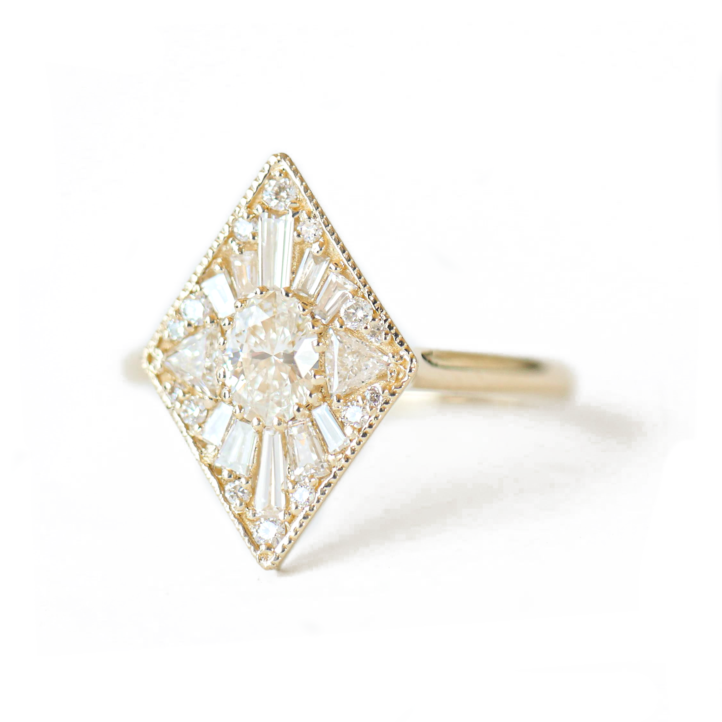 Marquise Shaped Three Stone Lab Grown Diamond Engagement Ring