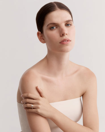 Marquise Shaped Three Stone Lab Grown Diamond Engagement Ring