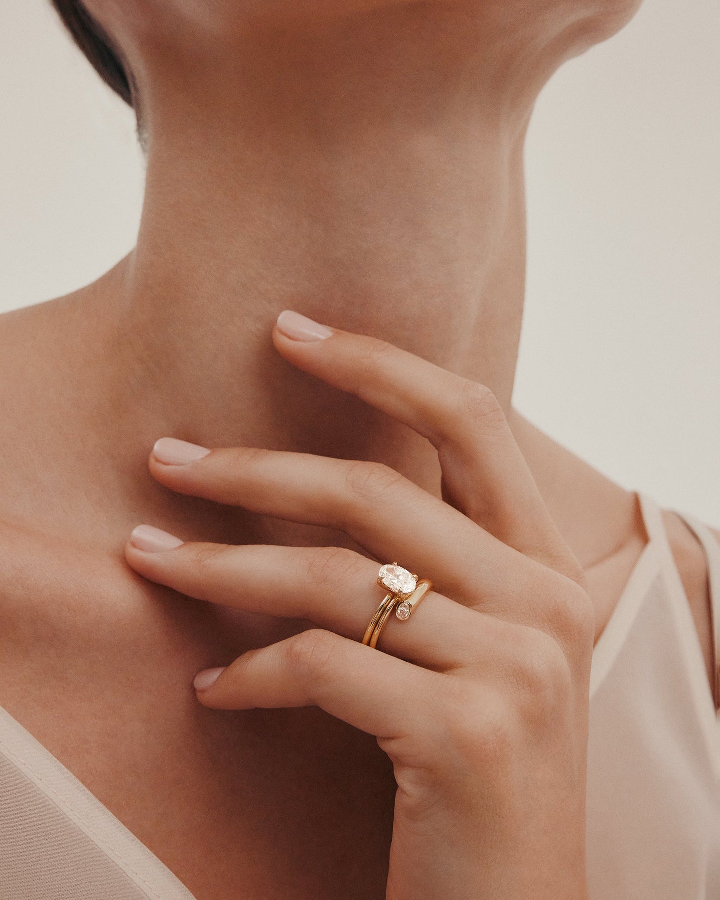 Marquise Shaped Three Stone Lab Grown Diamond Engagement Ring