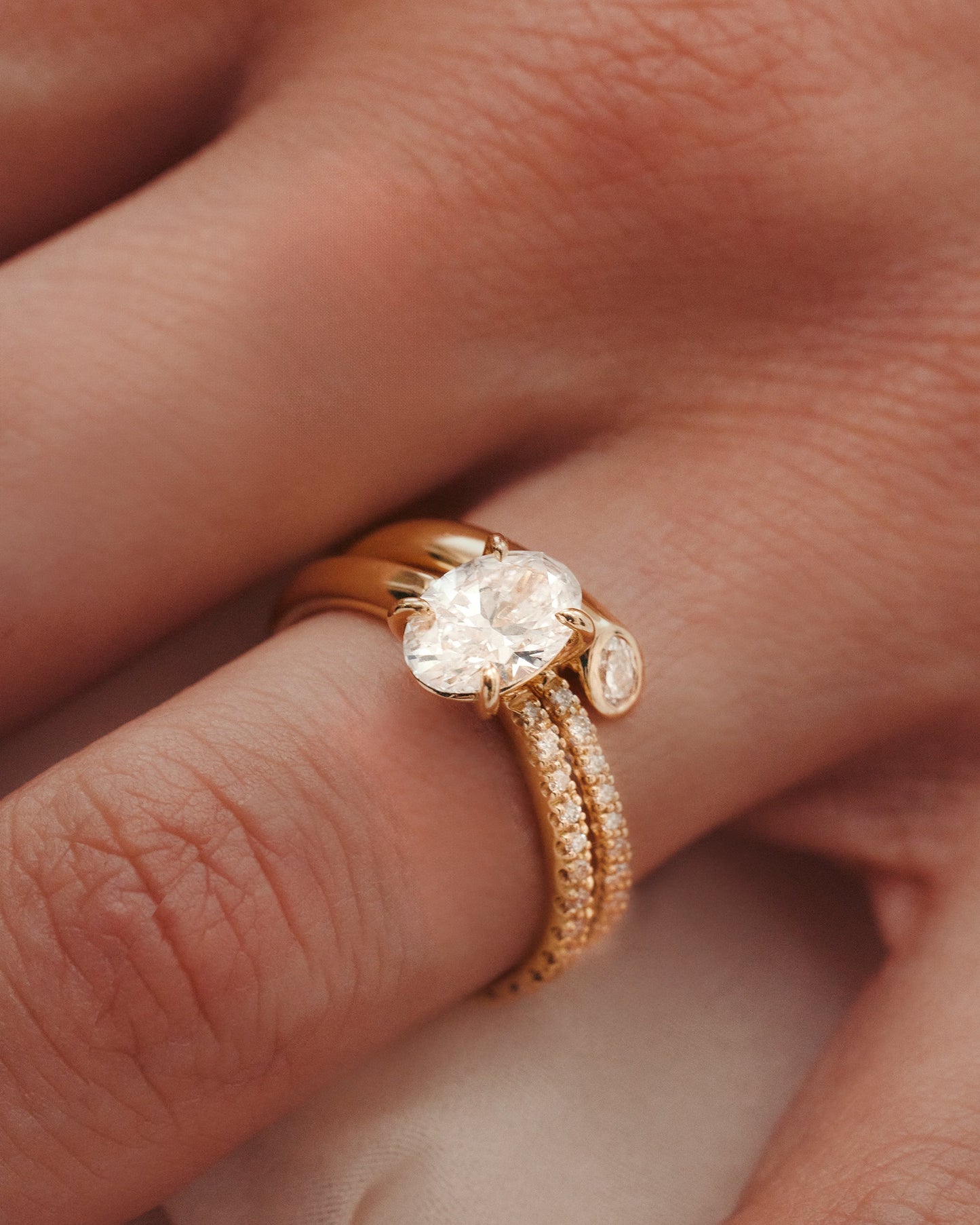 Marquise Shaped Three Stone Lab Grown Diamond Engagement Ring