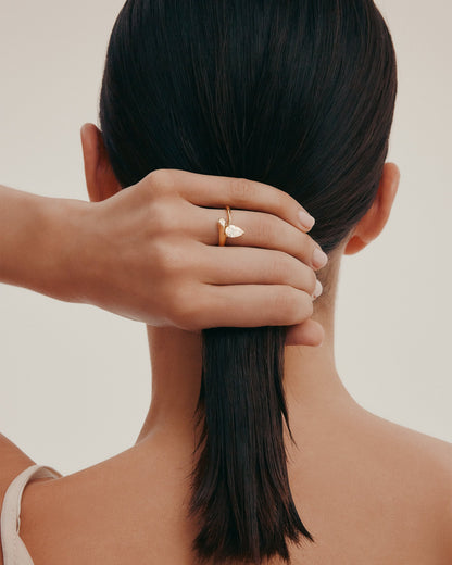 Marquise Shaped Three Stone Lab Grown Diamond Engagement Ring