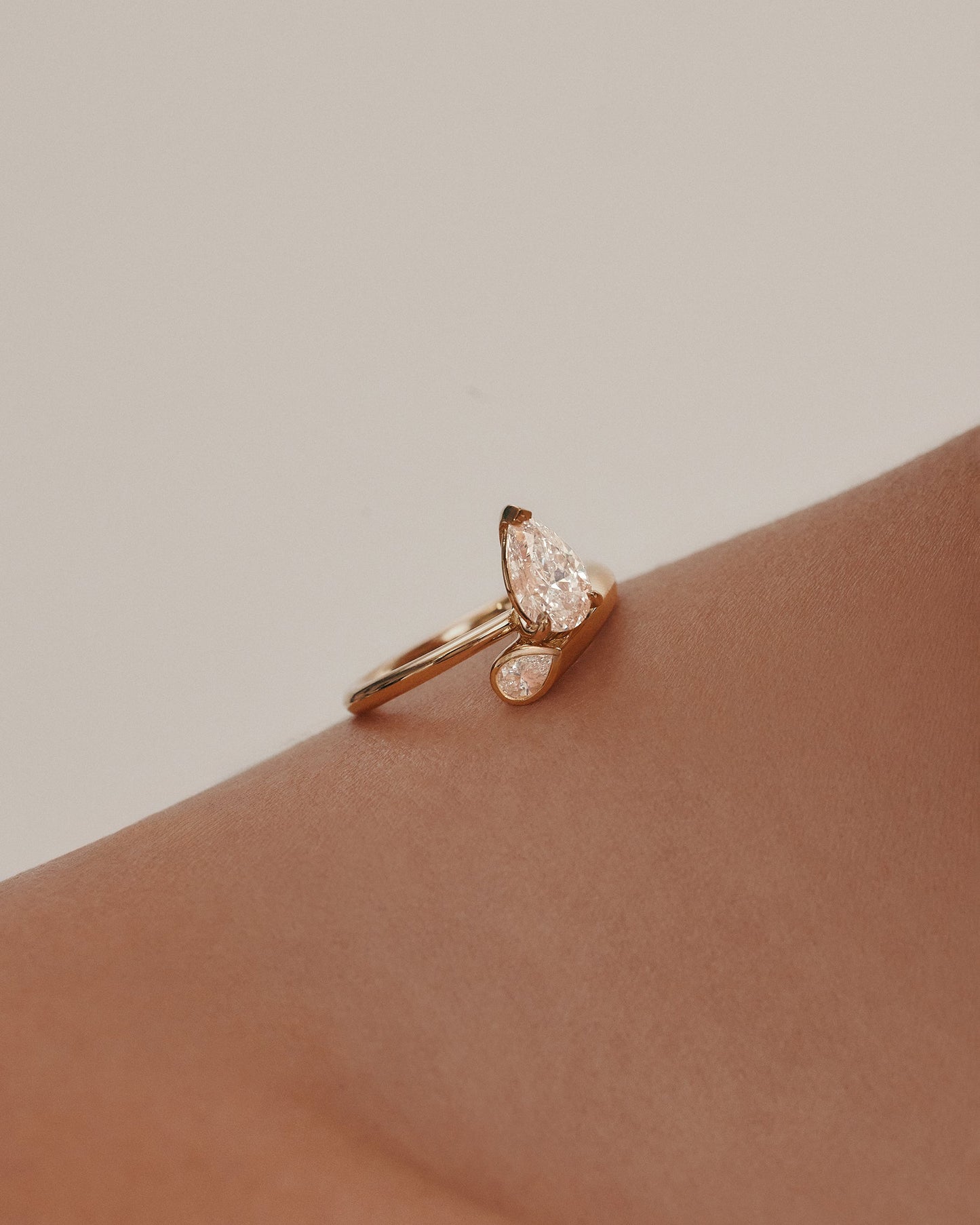 Marquise Shaped Three Stone Lab Grown Diamond Engagement Ring