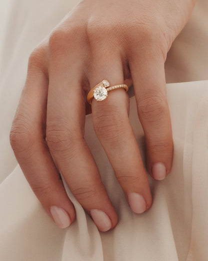 Marquise Shaped Three Stone Lab Grown Diamond Engagement Ring